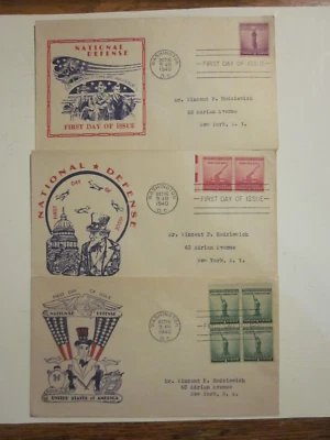 SCOTT # 899- 901 FDC Set UNCLE SAM PATRIOTIC Cachets - 10/16/1940 - Image 1 of 4