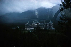 1962 Banff Springs Hotel from Train Banff Alberta Kodachrome 35mm Slide - Picture 1 of 2
