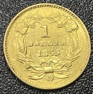 1855 O Indian Princess Gold Dollar Better Date XF Details - Picture 1 of 2