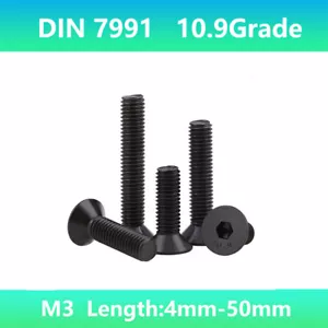TORNILLOS CABEZA PLANA CONTRAHUNDIDOS DE ACERO ALEACIÓN CLASE 10.9 NEGRO DIN7991 - Imagen 1 de 2