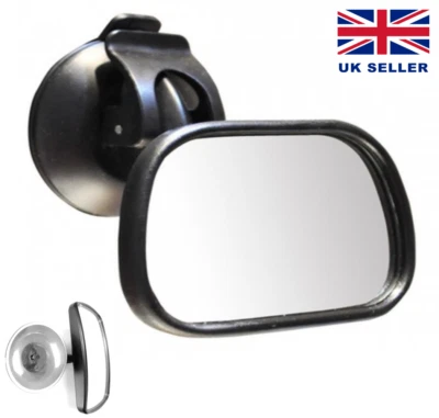 Mini Small Car Van Interior Mirror Convex Suction Glass Rear View Baby On Board - Image 1 of 4