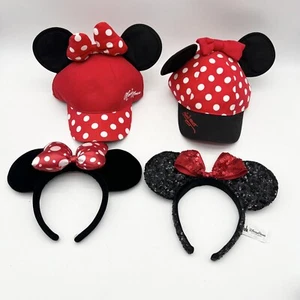 Disneyland Resort Park Minnie Mouse Hats Caps And Ears Youth Size Set of 4 - Picture 1 of 7
