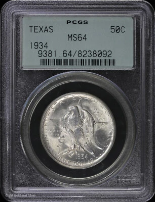 1934 P Texas Commemorative Half Dollar PCGS MS 64 | OGH UNC BU - Image 1 of 4