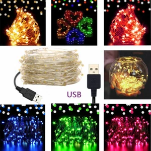USB Powered 10M 100 LED DIY Micro Copper Wire String Lights Party Fairy Light UK - Picture 1 of 15