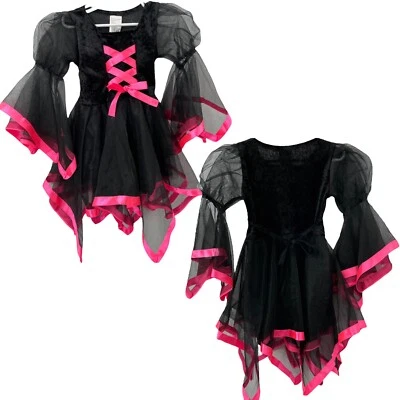 Witch Dress Halloween Costume Princess Kitty Black Pink Toddler Girls 3T-4T - Image 1 of 4