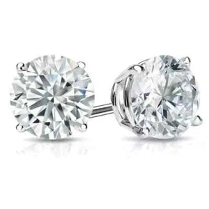 4.00 Ct D VVS2 Round Lab Grown Diamond Studs Push Back Platinum IGI Certified - Picture 1 of 7