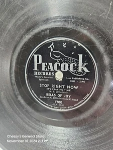 Bells Of Joy Stop Right Now He's My Friend Peacock 1700 Gospel 78 RPM - Foto 1 di 4