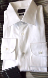 NEW W/TAG ERMENEGILDO ZEGNA DRESS SHIRT SOLID WHITE NEW COLLECTION TAG $395