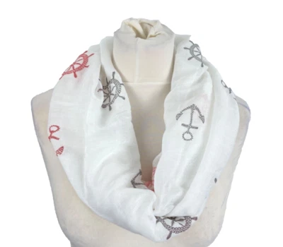 Tuch Loop Schlauchschal Schal Halstuch Damen Weiß Anker Steuerrad Sommer Boom It