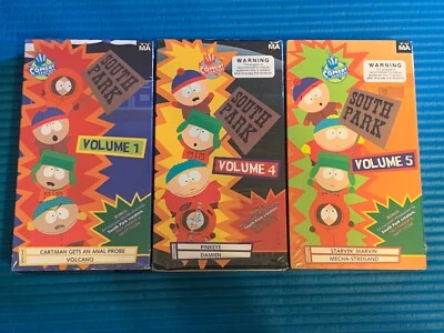 South Park VHS 1997 Comedy Central Television Series LOT of 3 Tapes SEALED NEW - Image 1 of 4