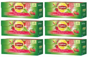 6 x Lipton Green Tea Red Fruits Strawberry & Raspberry Flavor 25 Teabags - Picture 1 of 3