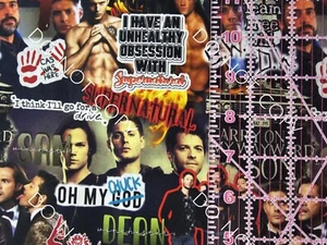 Custom 100% Cotton Woven Fabric Supernatural Tv Show Collage 1/4 Yard 9x56 V2 - Picture 1 of 2