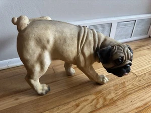 May Rich Scupture Pug Dog Small Garden Ornament Funny Outdoor Statue Damage - Picture 1 of 7