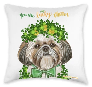 Shih Tzu Saint Patrick's Day Throw Pillow, Decorative Pillow, Cute Dog Accent Pi - Picture 1 of 3