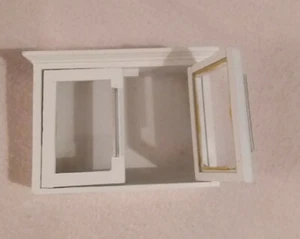 Miniature Dollhouse 2 Door Timber Wall Cupboard Clear Doors Silver Handles1:12th - Picture 1 of 3