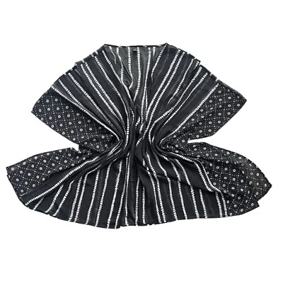 Cárdigan kimono transparente fluido a rayas florales negro blanco talla única Lane Bryant para mujer Foto 1 de 4