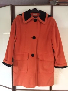 KARL LAGERFELD Burnt Orange Virgin Wool Vintage Coat Size UK10 - Picture 1 of 8