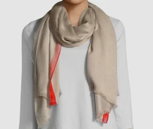 $44 Calvin Klein Women's Beige Cayenne Logo Fringe Scarf One Size 70"L x 28"W - Picture 1 of 2