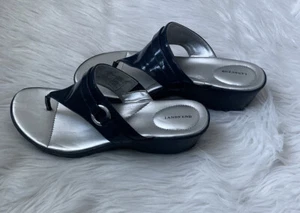 Lands End Damen Plateau Sandalen Navy Blau 9 - Bild 1 von 6