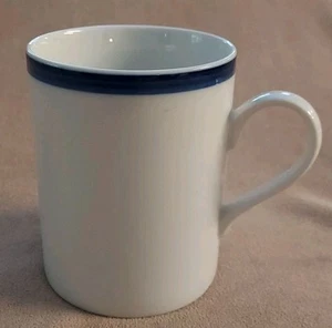 Williams Sonoma Brasserie Coffee Mug Cobalt Blue Banded White Porcelain 4" tall - Picture 1 of 8