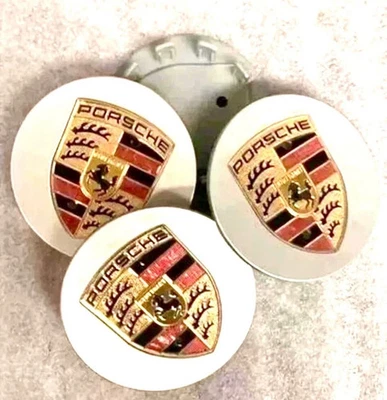 SET OF 4 76mm Silver Porsche Center Caps 911 Cayenne Panamera Cayman - Image 1 of 3