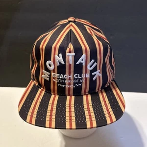 Cappello berretto Montauk Beach Club uomo OSFA Coney Island ombrello da picnic a righe nuovo senza etichette - Foto 1 di 7