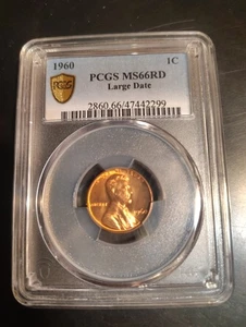 1960 PCGS MS 66 RD LARGE DATE. Lincoln Memorial Cent - Picture 1 of 1