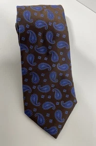 Canali Woven Brown w/ Blue Paisley 100% Silk Luxury Neck Tie Italy 3.5” W -EUC - Picture 1 of 16