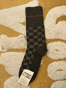 Calcetines Gucci Logo Jacquard Mezcla Algodón Negros Talla M 11 (24-26cm) Auténticos - Imagen 1 de 3