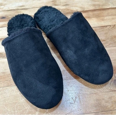 TKEES Womens Size 9 Shearling Ines Black Suede Mules Slip On Open Back - Image 1 of 4