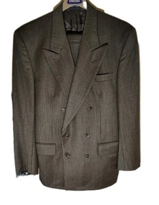 Vito Rufolo Italian Made Double Breasted Gray Wool Suit 46L Jacket 34x32 Pant - Picture 1 of 20