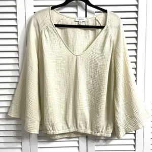 Evereve Silas Gauze Bell Sleeve Cream Blouse Boho Women’s Cotton Top Size M - Picture 1 of 9