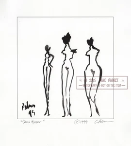 Sans Amour 1999 C Peterson * Hand Signed * Abstract Women Line Painting Fine ART - Picture 1 of 23