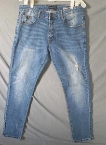 Aeropostale Super Skinny Jeans Mens Size 38x30 Light Blue Distressed - Picture 1 of 12