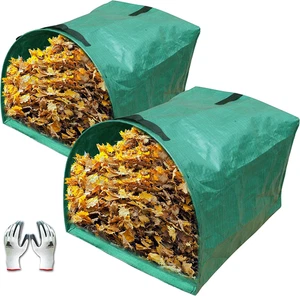 Paquete de 2 bolsas de residuos de patio tipo recogedor de 53 galones, reutilizables de alta resistencia plegables G - Imagen 1 de 5