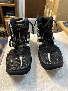 Asics Split Second 9 Wrestling Shoes Mens 11 Black/White/Silver Gym MMA J203Y - Picture 1 of 8