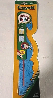 Vintage Crayola 12" Wavy Edge Ruler Thst Clips In Binder Inches & CM Dated 1998 - Изображение 1 из 2