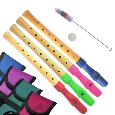 Blockflöte bunt,Schulflöte C-Sopran,Holz,deutsche Griffweise+Tasche+Wischer+Fett - Bild 1 von 4