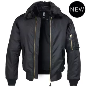 Brandit Veste Homme Aviateur Col En Écopellicule MA2 Noir Oversize - Bild 1 von 8