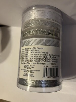 8 x 8 ft Ribbons. Total 64 Ft. Silver Glitter Christmas Anniversary Wedding - Image 1 of 4