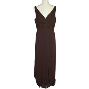 Bill Levkoff Womens Chiffon Special Occasion Dress Size 14 Brown Maxi Sleeveless - Picture 1 of 8