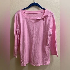 ST John’s Bay Pink Cotton Long Sleeved Top Shirt With Bow Size Medium Coquette - Picture 1 of 6