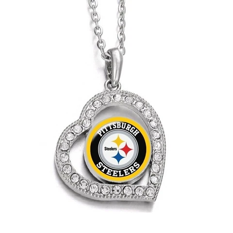 Spec Pittsburgh Steelers Womens Sterling Silver Link Infinity Heart Necklace D19 Cover
