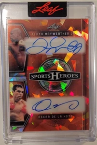 2025 LEAF SPORTS HEROES FLOYD MAYWEATHER OSCAR DE LA HOYA 2/ 6 DUAL AUTO SSP T1 - Picture 1 of 2