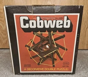 Cobweb Puzzle -Vintage 1970's Wooden Brainteaser Reiss Puzzle &Box - Picture 1 of 2