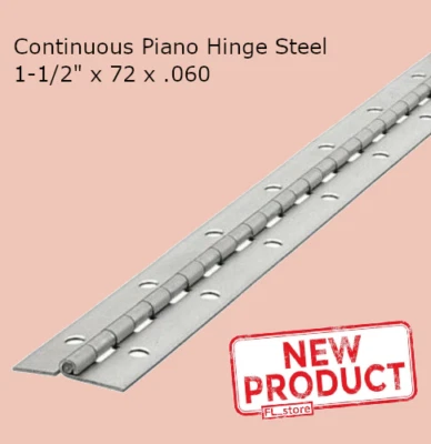 SELECT Continuous Piano Hinge Steel 1-1/2" x 72 x .060 Full Surface Nonremovable Pin