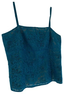 Blusa sin mangas para mujer Randolph Duke The Look azul azulado lentejuelas cami talla M Foto 1 de 4