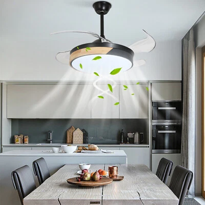 42 inch Black Indoor 4 Blades LED Ceiling Fan Chandelier With Remote Control - Image 1 of 4