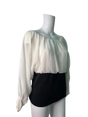 Blusa Camisa Top Cameo Rosa Talla S/M Para Mujer Negra y Crema Ajustada Dividida Cremallera Trasera Foto 1 de 4