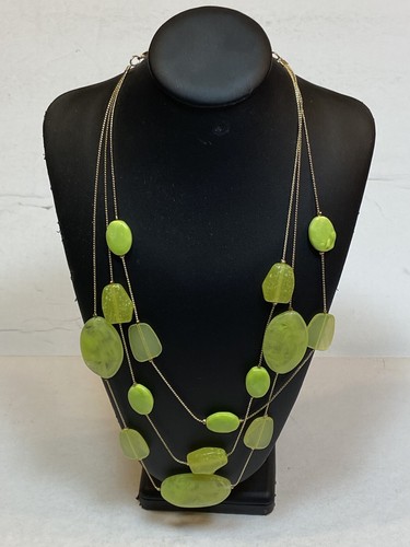 VETEMENTS C1946 Collana 22" Rocce Verdi Catone Tono Oro Metallo Moda Gioielli Donna